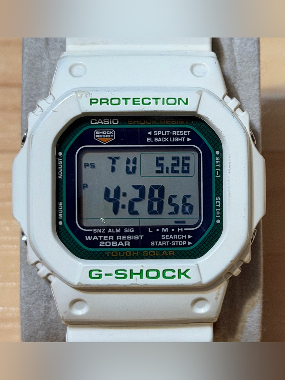 Casio G-Shock G-5600GR-7 White Green Tough Solar Square Digital Watch G5600 READ